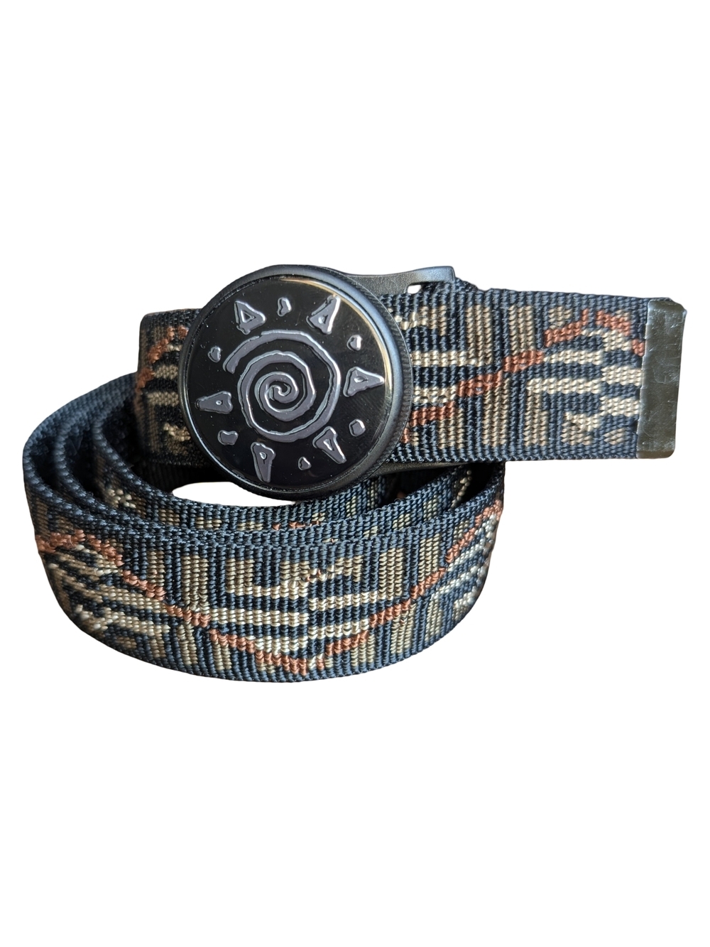 Vintage 90s Orbit Belts Woven Twist Lock Belt With Southwestern Sun | 40"